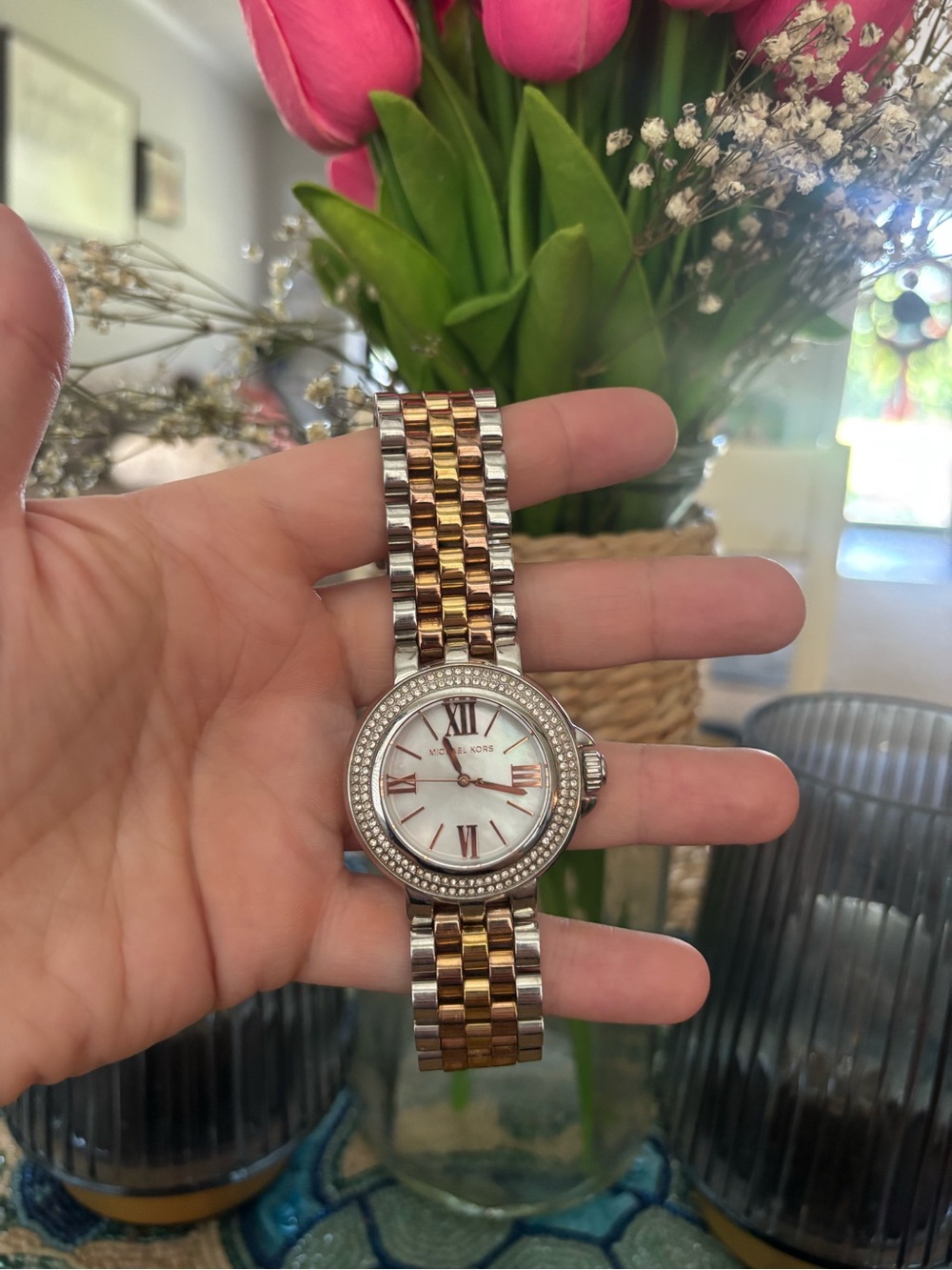 Michael Kors Two-Tone Rose Gold and Silver Bracelet Watch